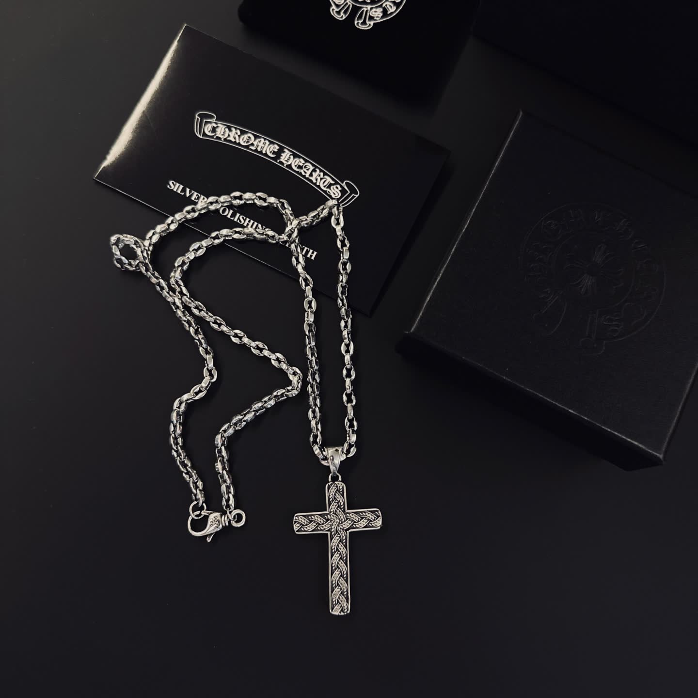 Chrome Hearts Silver Cross Pendant Necklace